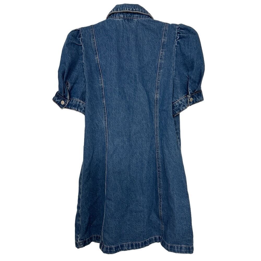 BLANK NYC NWT Walk In The Park Denim Puff Sleeve Mini Dress Size Large - Picture 5 of 13